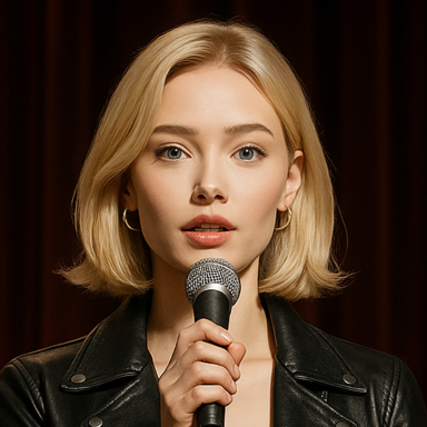 Chrisanna Junge Frau mit blonden Haaren und hellem Pullover, und sanften Gesichtszügen.