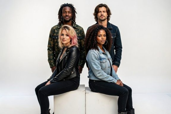 Offbeat Union Ein Band mit zwei männlichen und zwei weiblichen Bandmitgliedern